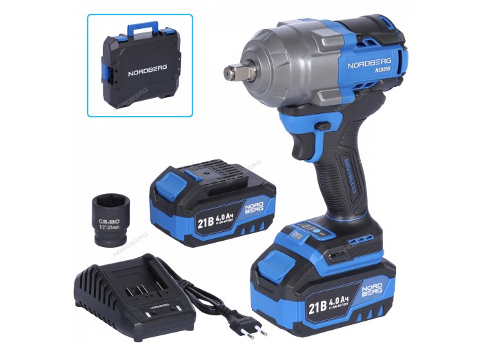 Аккумуляторный гайковерт NORDBERG NE805K (1/2", 21В, 1000Нм)