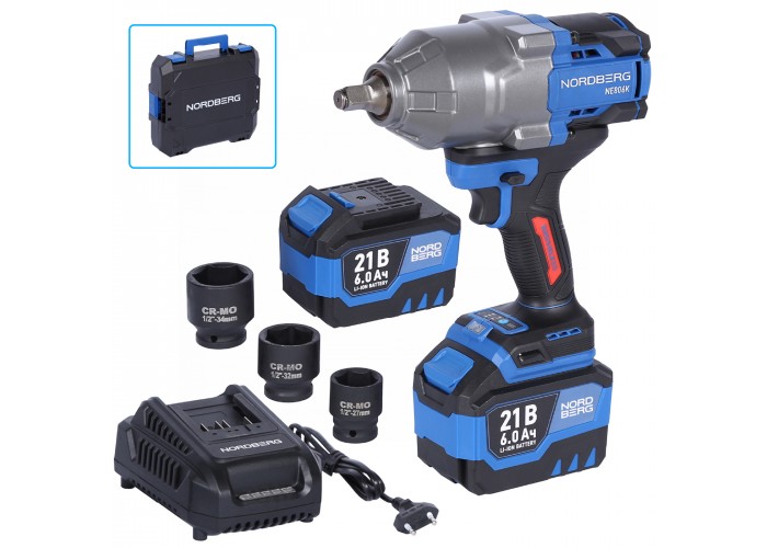 Аккумуляторный гайковерт NORDBERG NE806K-1/2 (1/2", 21В, 1500Нм)