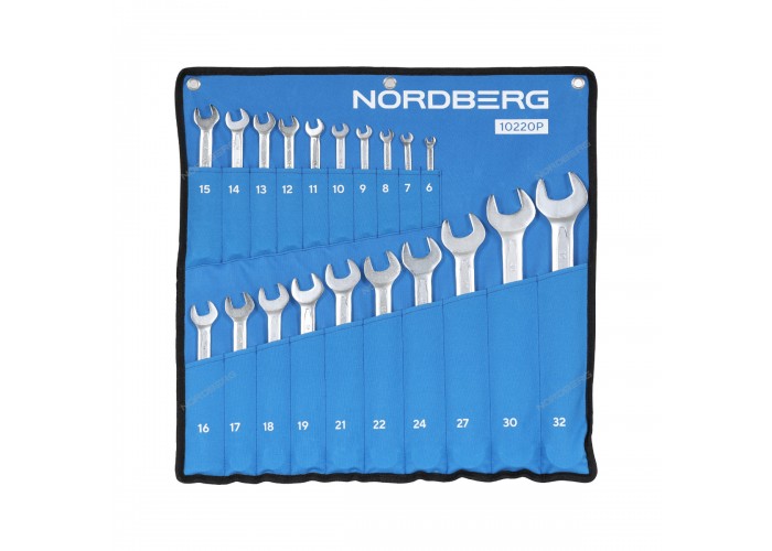 Набор ключей комбинированных NORDBERG на полотне (20 предметов)