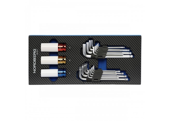 Набор шестигранных ключей и ударных головок NORDBERG  в ложементе (21 предмет)