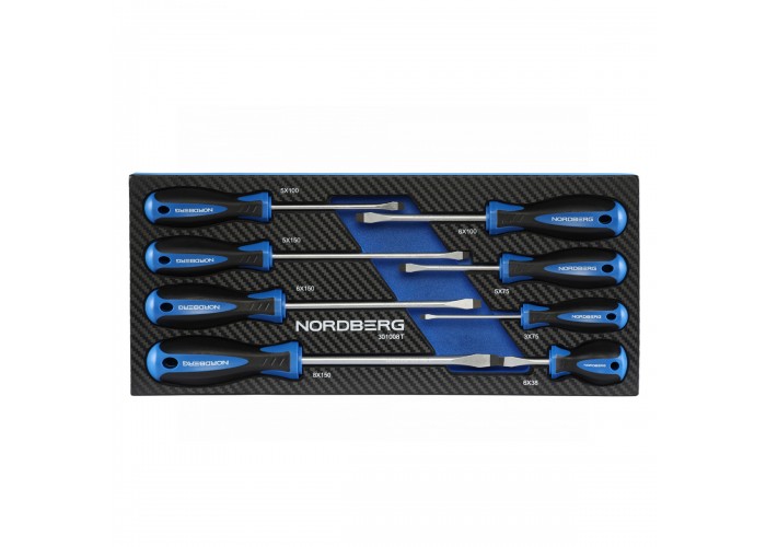 Набор отверток шлицевых NORDBERG в ложементе  (8 штук)
